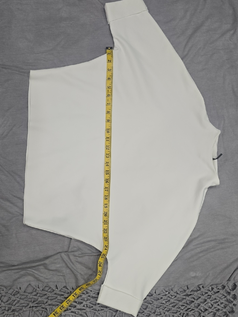 Anthropologie White Crewneck Top with Branded Neck Ties